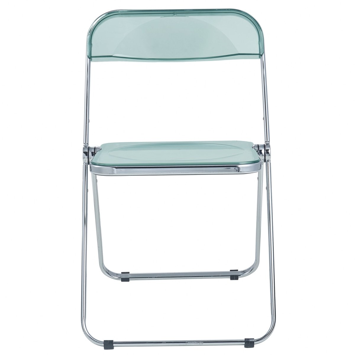 Lawrence 7-Piece Dining Set: Folding Acrylic Chairs & Rectangular Wood Table Jade Green Dining Set Leisuremod