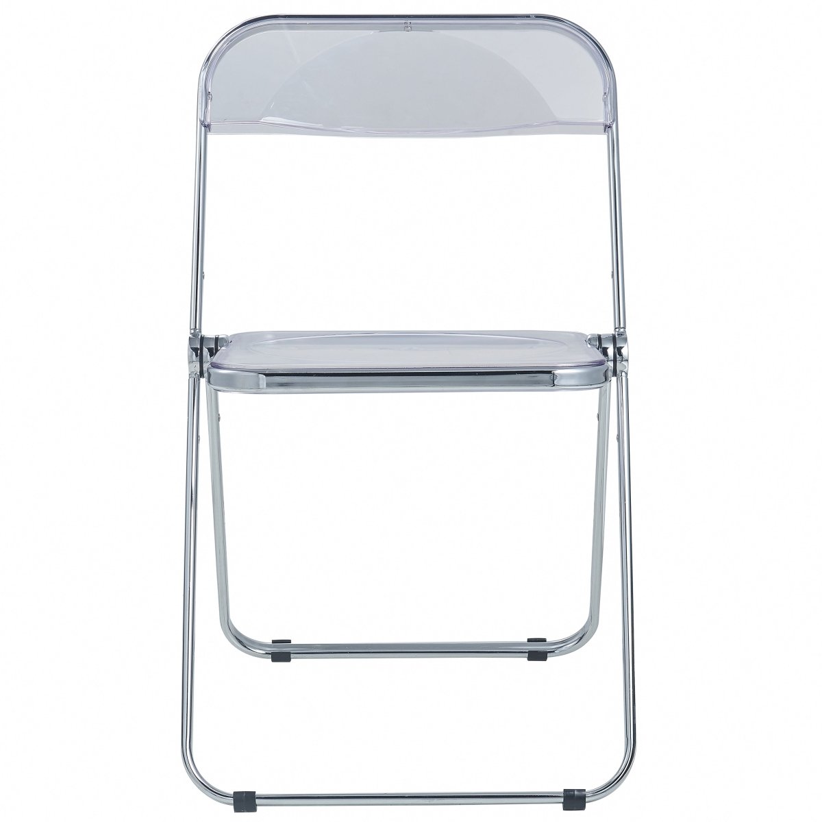 Lawrence 7-Piece Dining Set: Folding Acrylic Chairs & Rectangular Wood Table Transparent Black Dining Set Leisuremod