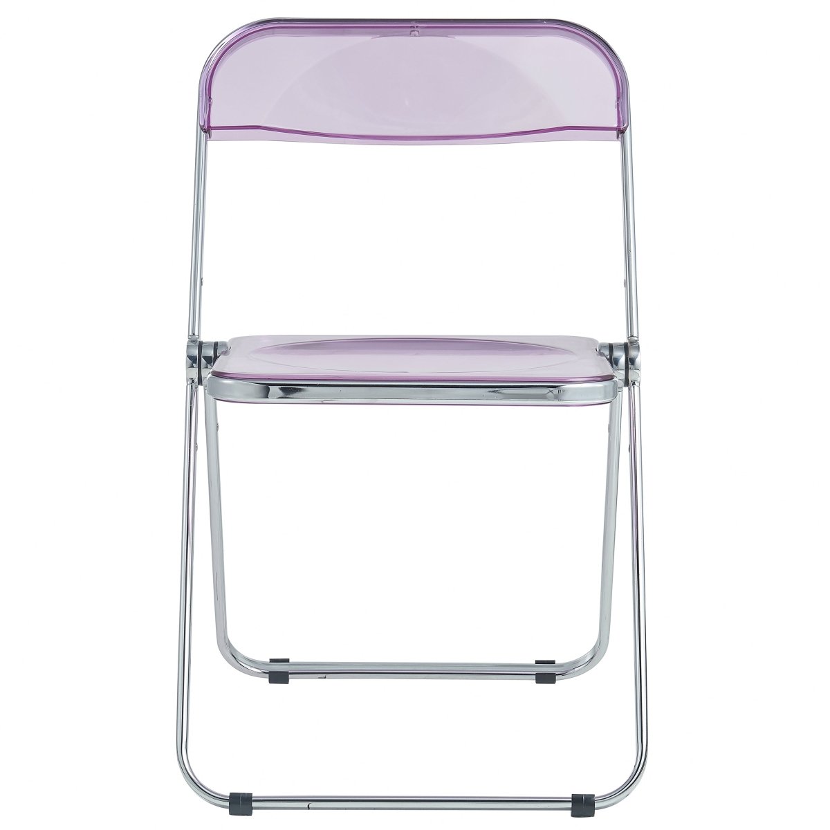 Lawrence 7-Piece Dining Set: Folding Acrylic Chairs & Rectangular Wood Table Magenta Dining Set Leisuremod