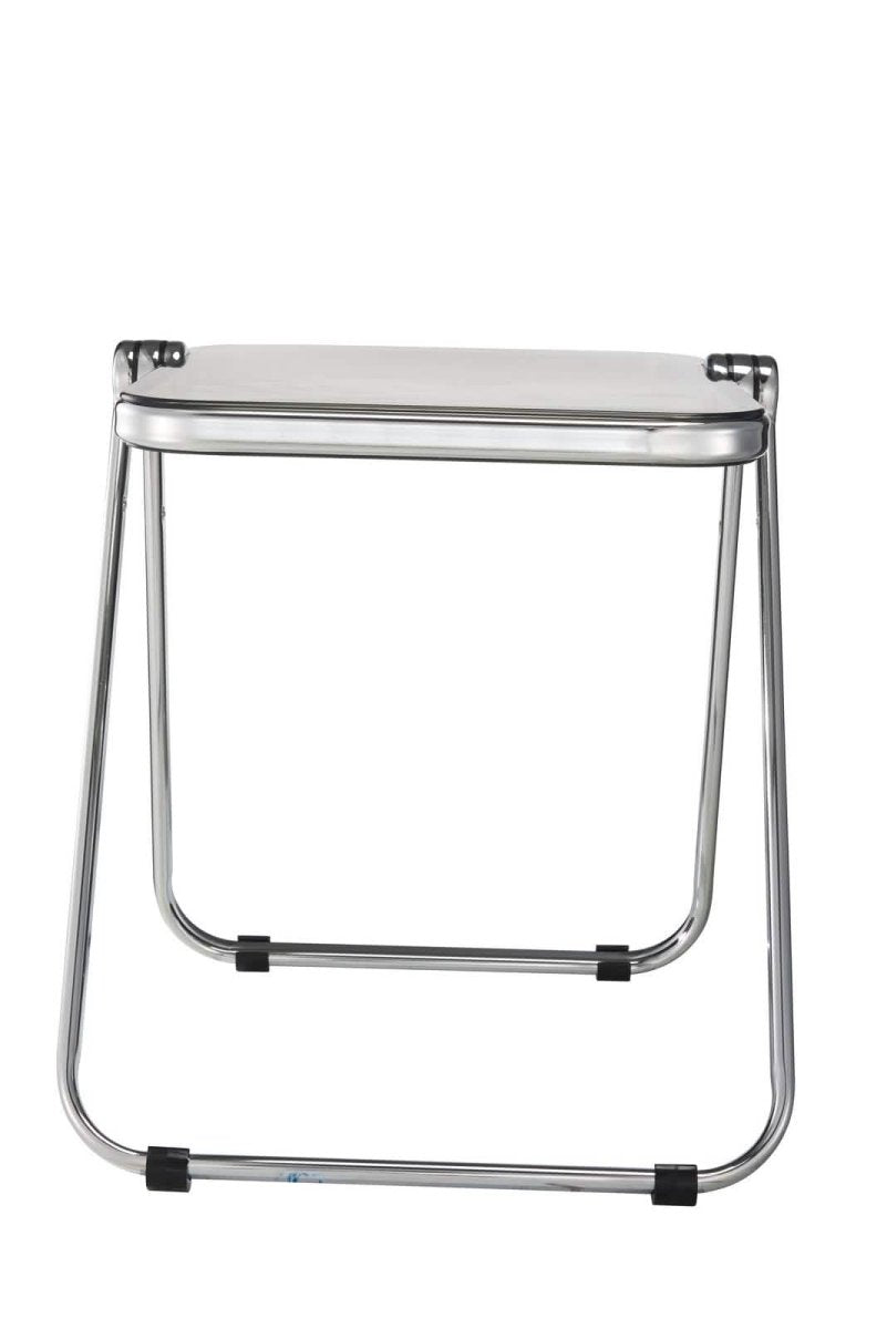 Lawrence Square Folding Side Table with Plastic Tabletop in Chrome Aluminum/Iron Frame