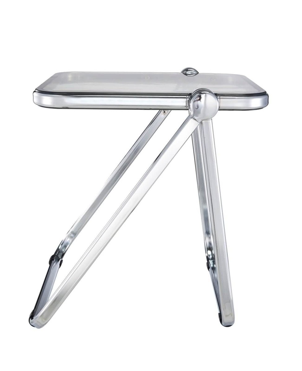 Lawrence Square Folding Side Table with Plastic Tabletop in Chrome Aluminum/Iron Frame