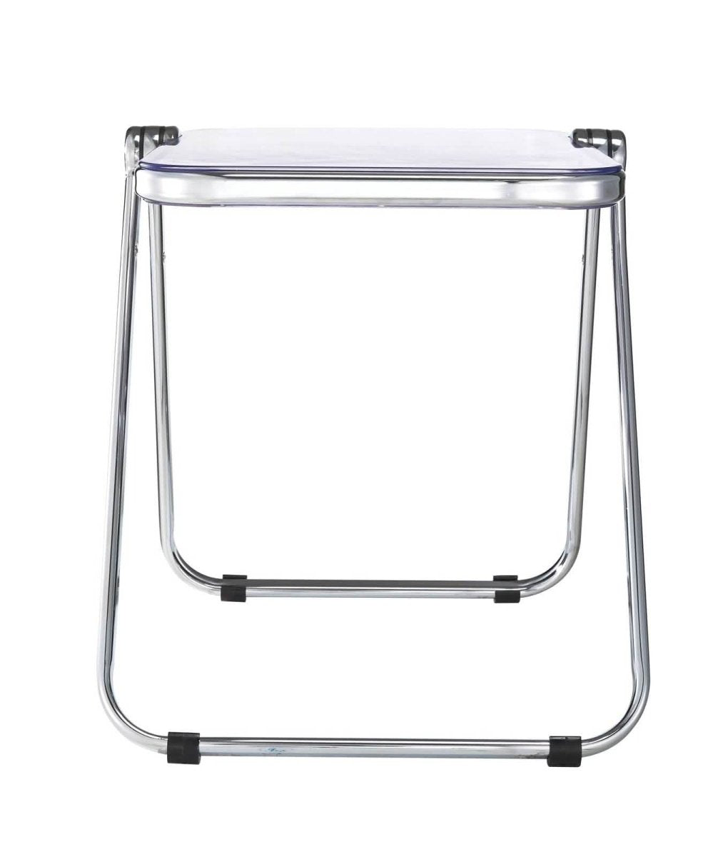 Lawrence Square Folding Side Table with Plastic Tabletop in Chrome Aluminum/Iron Frame