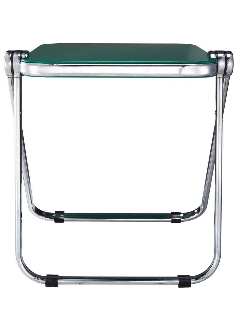 Lawrence Square Folding Side Table with Plastic Tabletop in Chrome Aluminum/Iron Frame