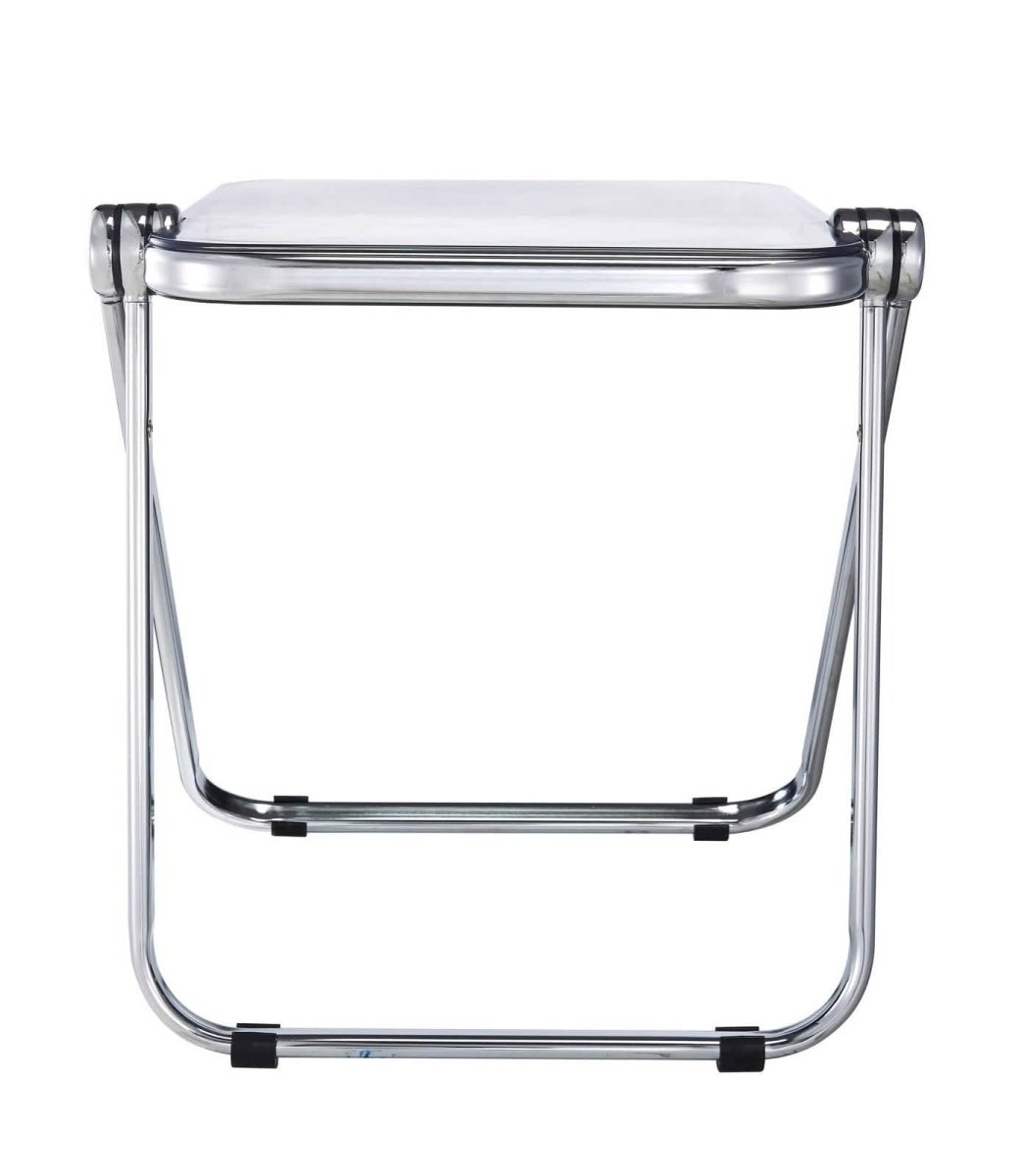 Lawrence Square Folding Side Table with Plastic Tabletop in Chrome Aluminum/Iron Frame