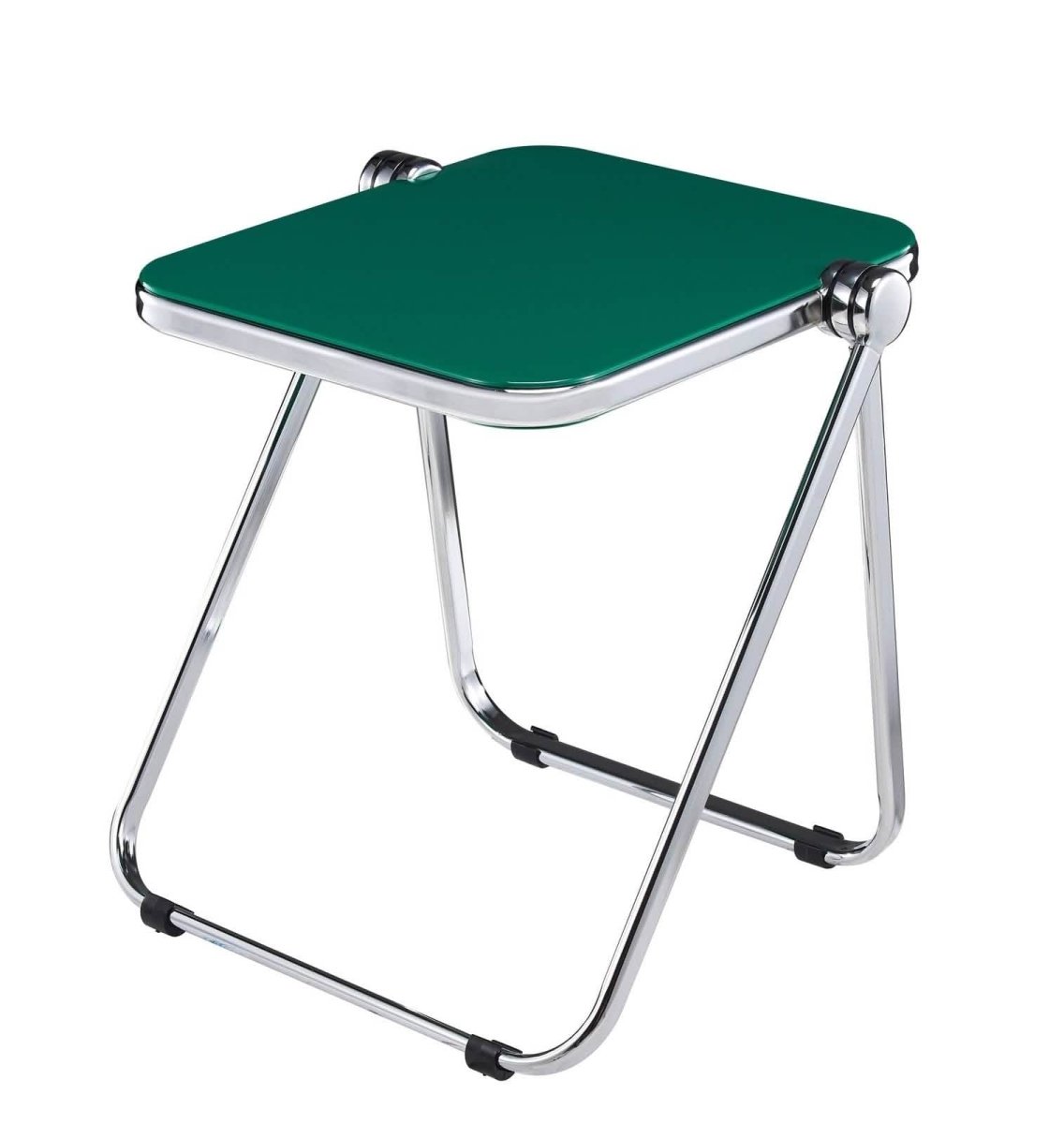 Lawrence Square Folding Side Table with Plastic Tabletop in Chrome Aluminum/Iron Frame