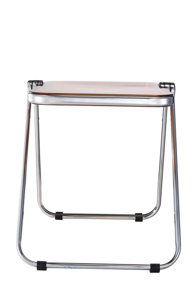 Lawrence Square Folding Side Table with Plastic Tabletop in Chrome Aluminum/Iron Frame