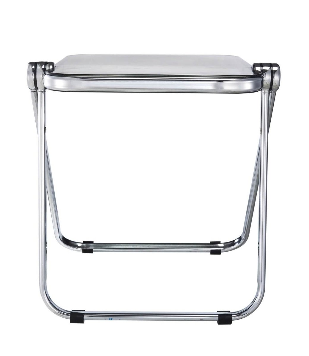 Lawrence Square Folding Side Table with Plastic Tabletop in Chrome Aluminum/Iron Frame