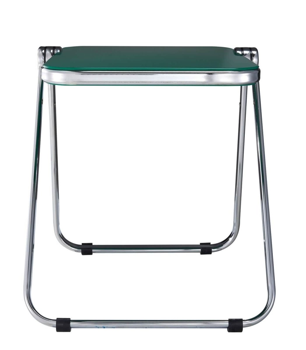 Lawrence Square Folding Side Table with Plastic Tabletop in Chrome Aluminum/Iron Frame