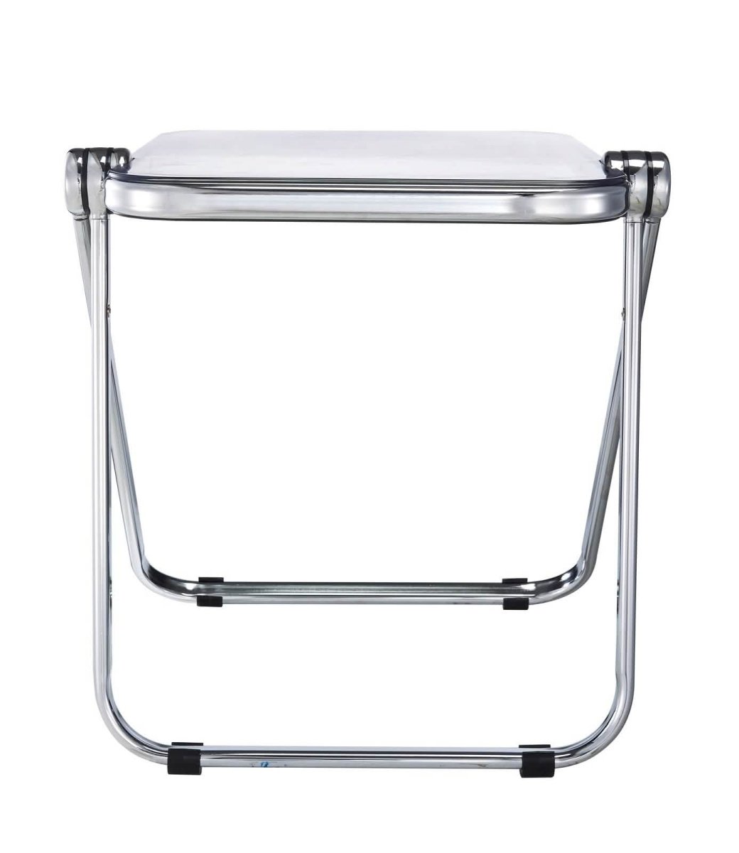 Lawrence Square Folding Side Table with Plastic Tabletop in Chrome Aluminum/Iron Frame