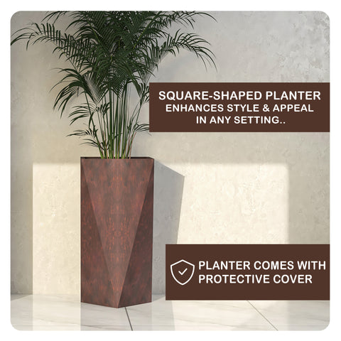 Aloe Tapered Square Fiberstone And MGO Clay Planter For Indoor And Outdoor