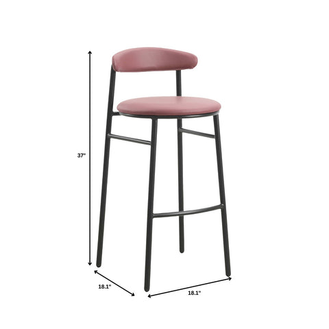 Lume Series Modern Bar Stool Upholstered in Leather for Dining Room and Kitchen