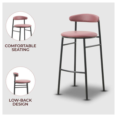 Lume Series Modern Bar Stool Upholstered in Leather for Dining Room and Kitchen