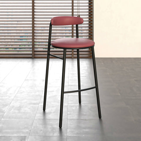 Lume Series Modern Bar Stool Upholstered in Leather for Dining Room and Kitchen