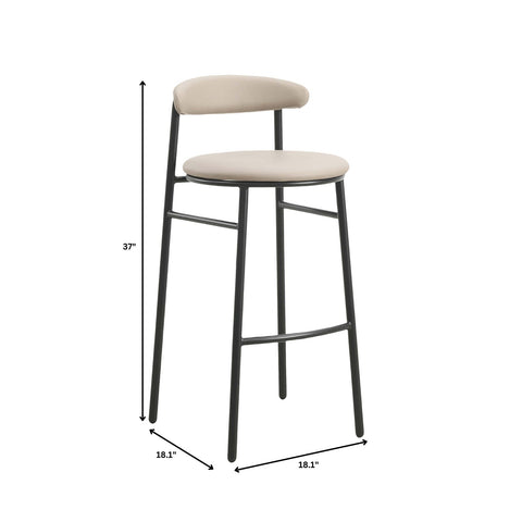 Lume Series Modern Bar Stool Upholstered in Leather for Dining Room and Kitchen