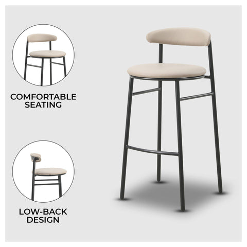 Lume Series Modern Bar Stool Upholstered in Leather for Dining Room and Kitchen