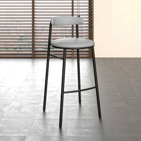 Lume Series Modern Bar Stool Upholstered in Leather for Dining Room and Kitchen