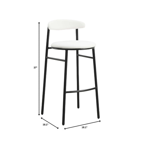 Lume Series Modern Bar Stool Upholstered in Leather for Dining Room and Kitchen