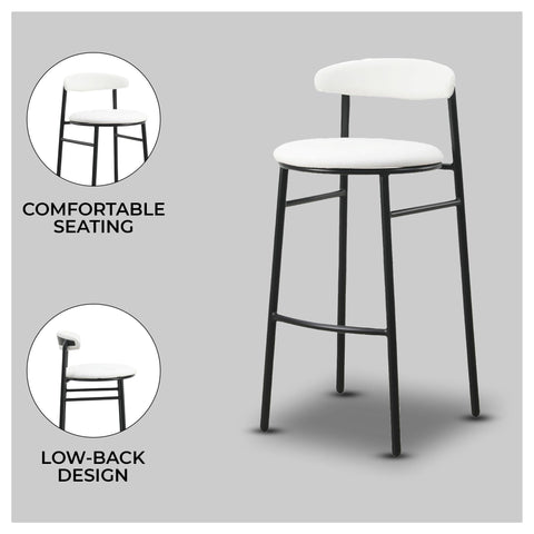 Lume Series Modern Bar Stool Upholstered in Leather for Dining Room and Kitchen