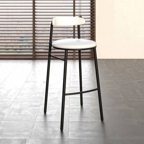 Lume Series Modern Bar Stool Upholstered in Leather for Dining Room and Kitchen