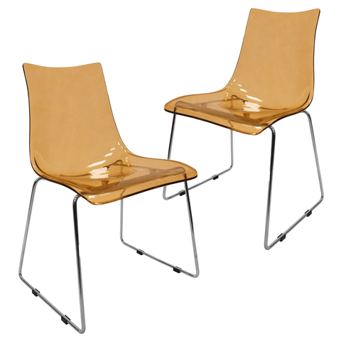 Lima Modern Acrylic Dining Chair With Chrome Base