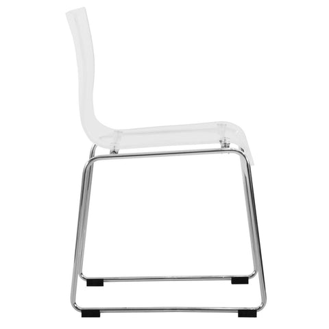 Lima Modern Acrylic Dining Chair With Chrome Base