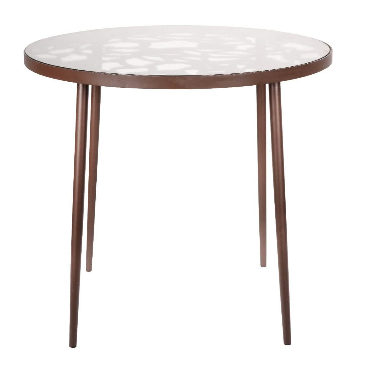 Devon Tree Design Glass Top Aluminum Base Indoor Outdoor Bistro Dining Table 31" Wide Brown Leisuremod