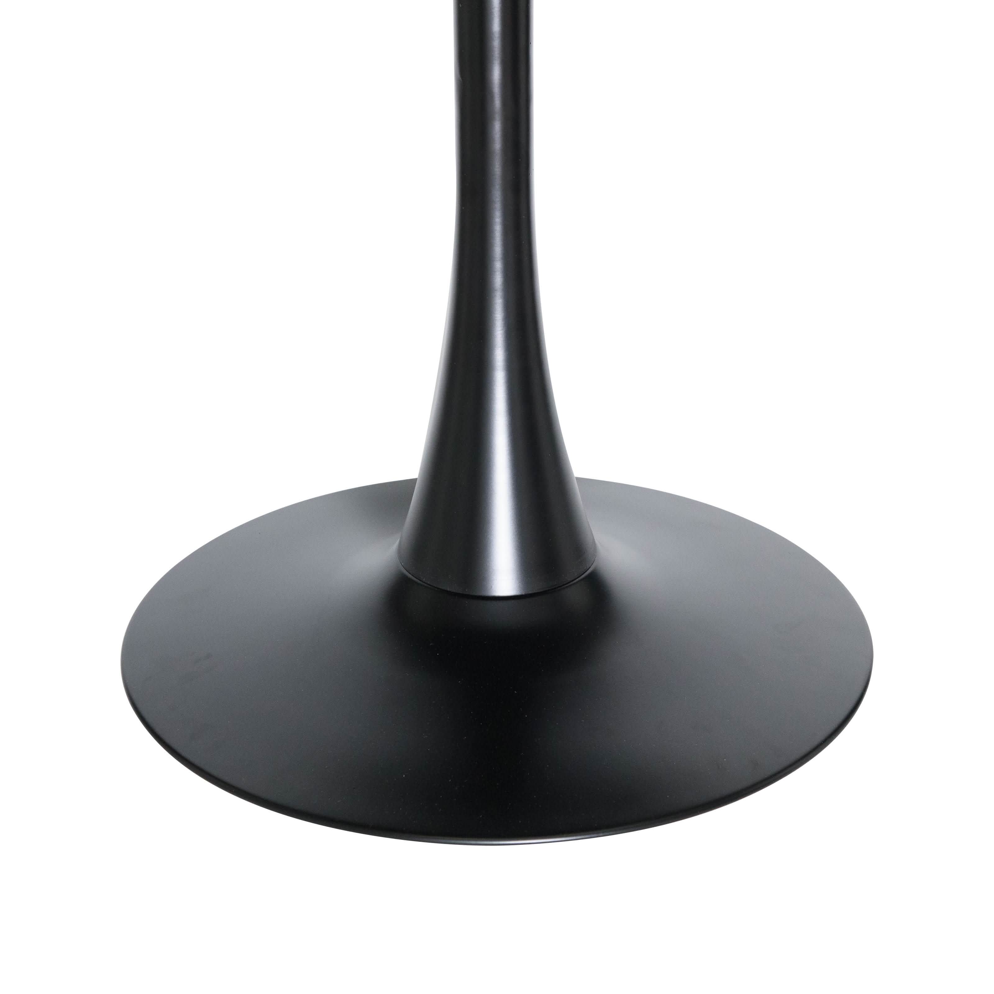 LeisureMod 5 - Piece Dining Set Round Black MDF Dining Table and 4 Acrylic Dining Chairs with Chrome Legs