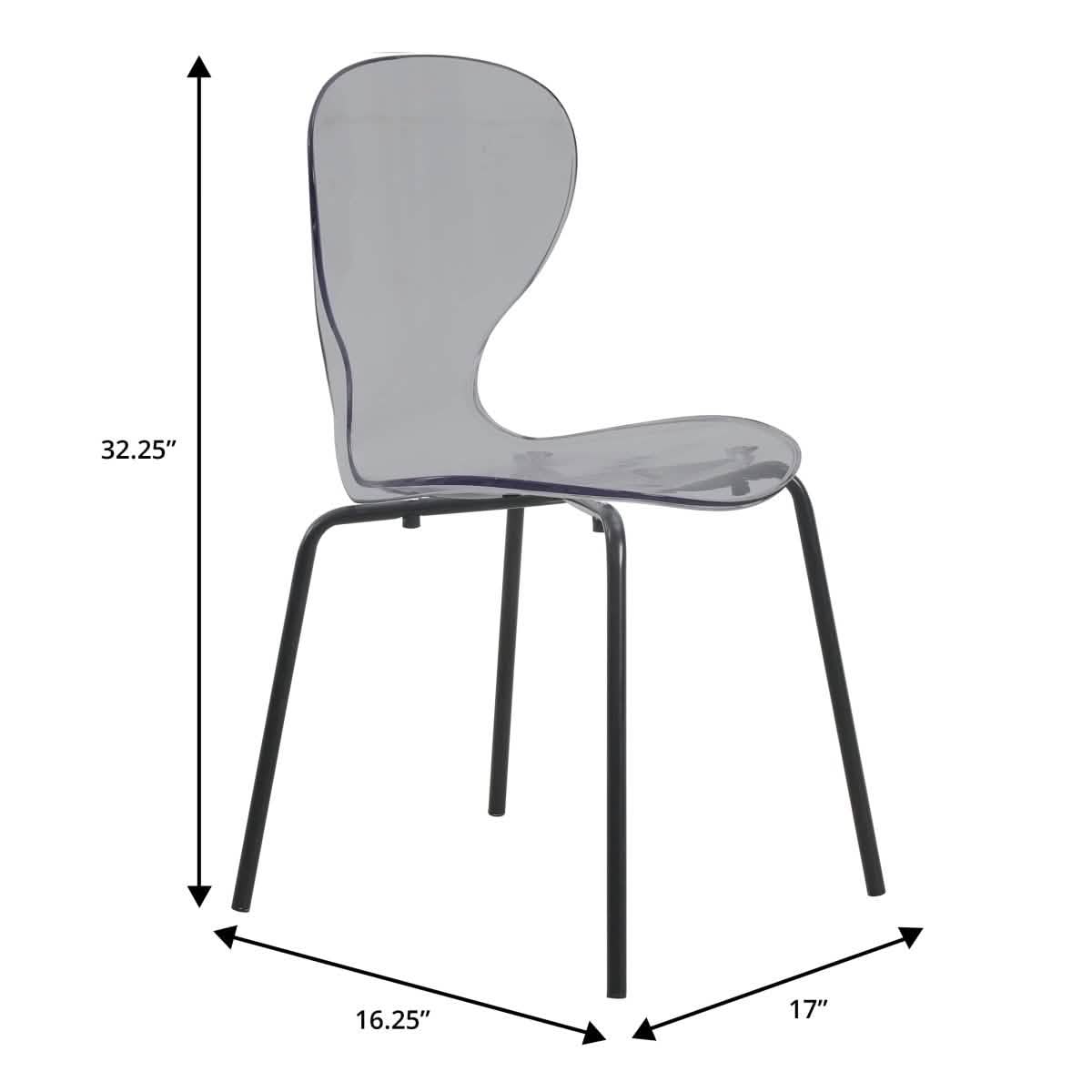 LeisureMod 5 - Piece Dining Set Round Black MDF Dining Table and 4 Acrylic Dining Chairs with Chrome Legs