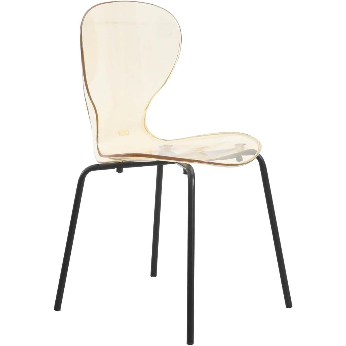 LeisureMod 5 - Piece Dining Set Round Black MDF Dining Table and 4 Acrylic Dining Chairs with Chrome Legs