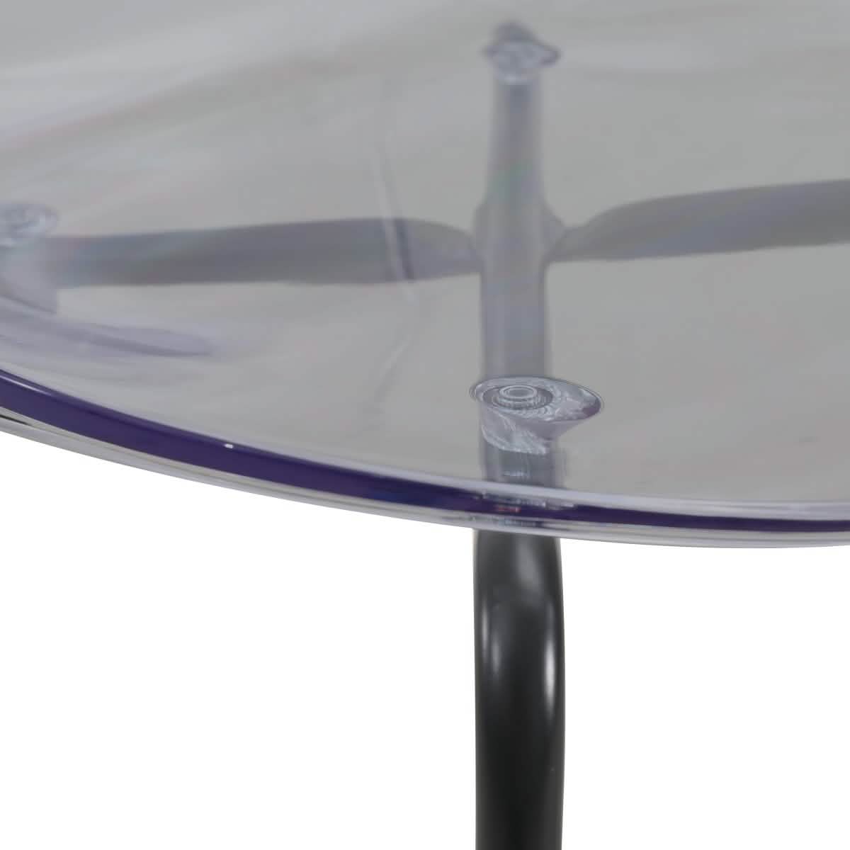 LeisureMod 5 - Piece Dining Set Round Black MDF Dining Table and 4 Acrylic Dining Chairs with Chrome Legs