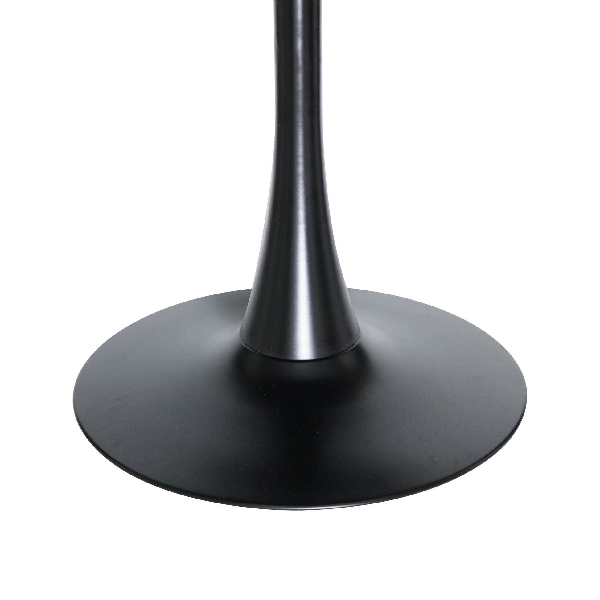 LeisureMod 5 - Piece Dining Set Round Black MDF Dining Table and 4 Acrylic Dining Chairs with Chrome Legs
