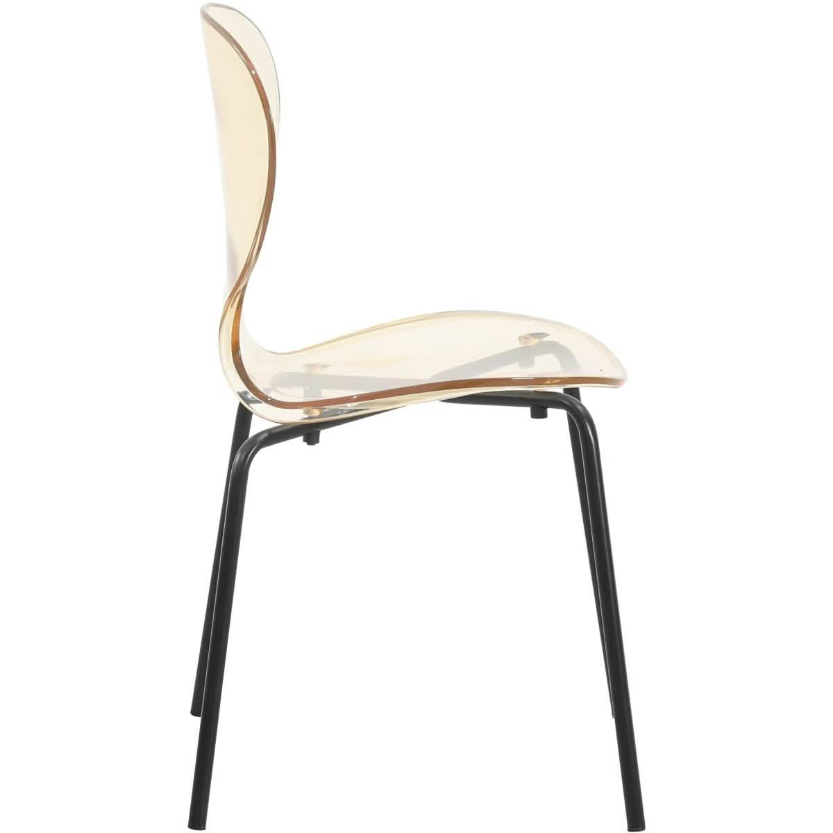 LeisureMod 5 - Piece Dining Set Round Black MDF Dining Table and 4 Acrylic Dining Chairs with Chrome Legs