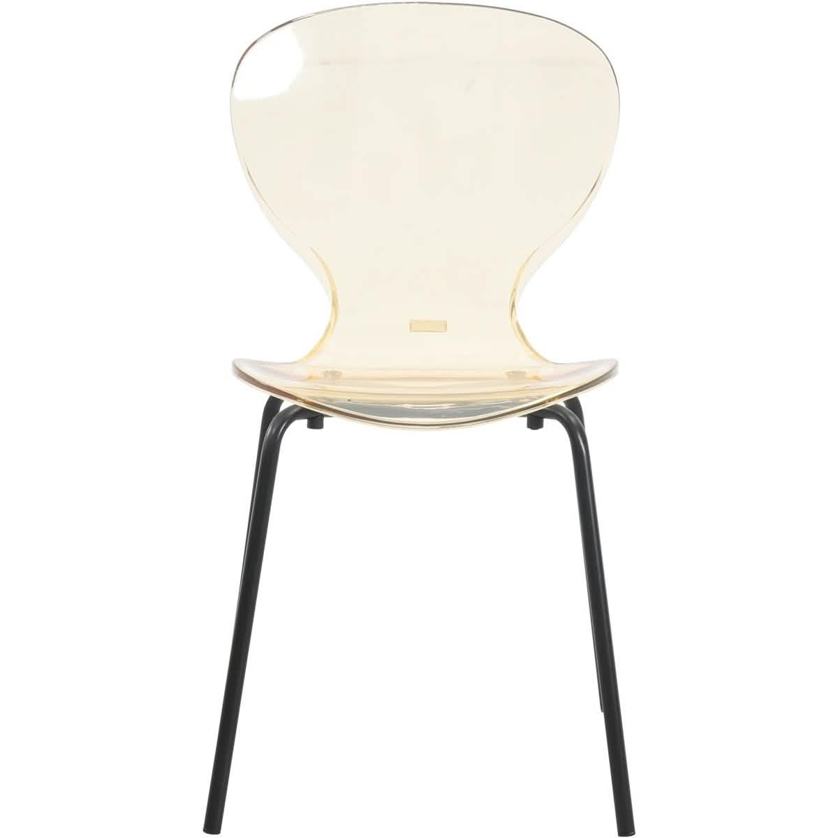 LeisureMod 5 - Piece Dining Set Round Black MDF Dining Table and 4 Acrylic Dining Chairs with Chrome Legs