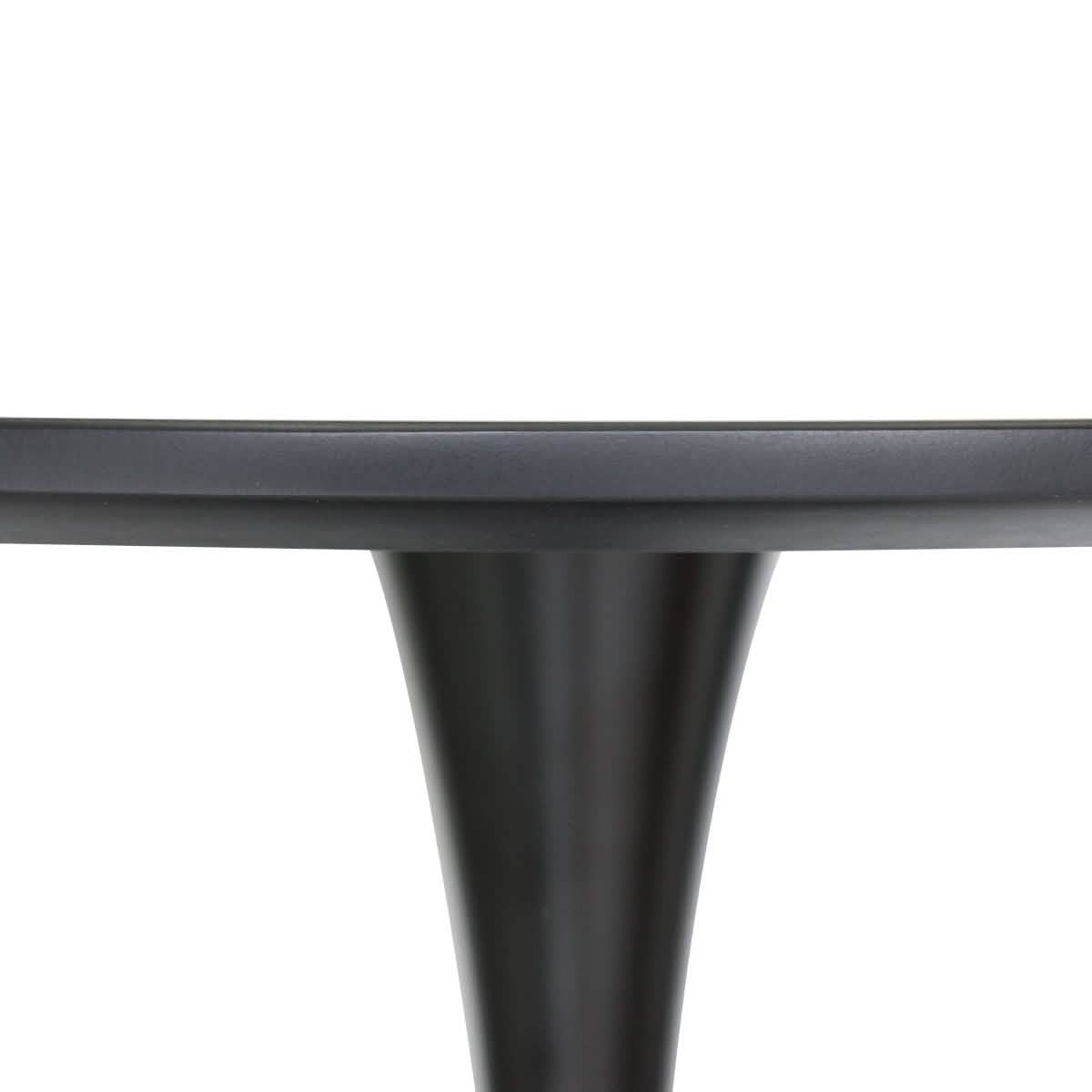 LeisureMod 5 - Piece Dining Set Round Black MDF Dining Table and 4 Acrylic Dining Chairs with Chrome Legs