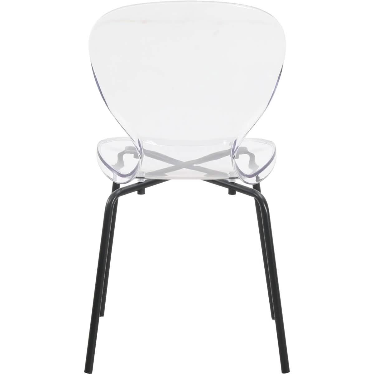 LeisureMod 5 - Piece Dining Set Round Black MDF Dining Table and 4 Acrylic Dining Chairs with Chrome Legs