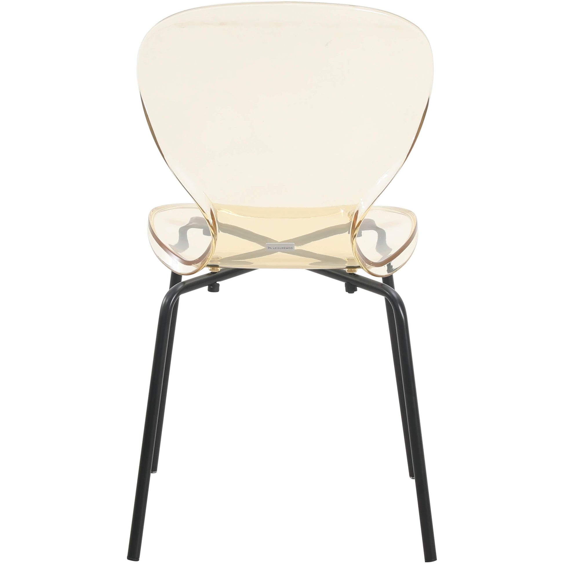 LeisureMod 5 - Piece Dining Set Round Black MDF Dining Table and 4 Acrylic Dining Chairs with Chrome Legs