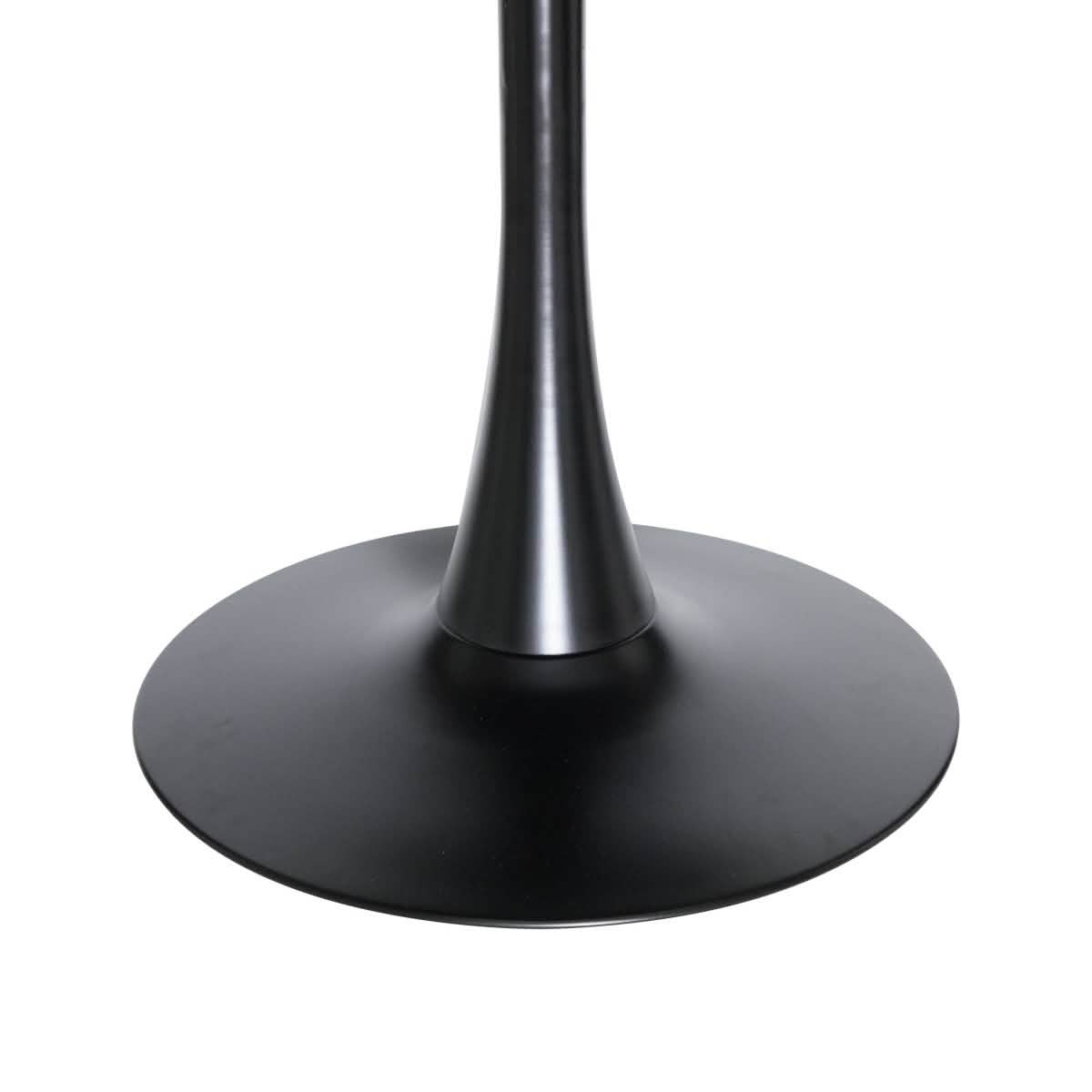 LeisureMod 5 - Piece Dining Set Round Black MDF Dining Table and 4 Acrylic Dining Chairs with Chrome Legs
