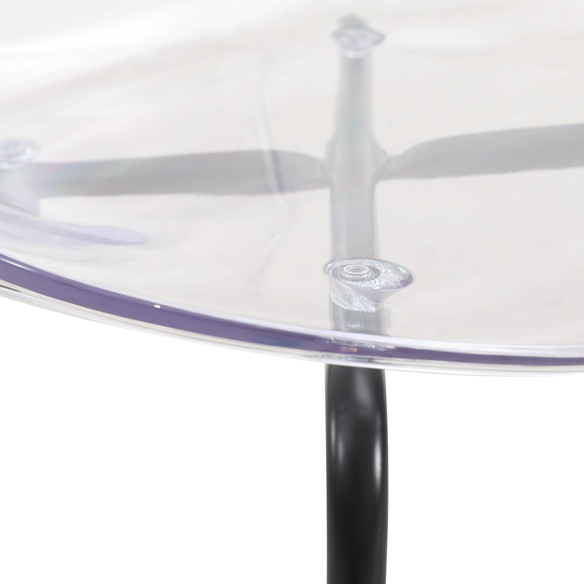 LeisureMod 5 - Piece Dining Set Round Black MDF Dining Table and 4 Acrylic Dining Chairs with Chrome Legs