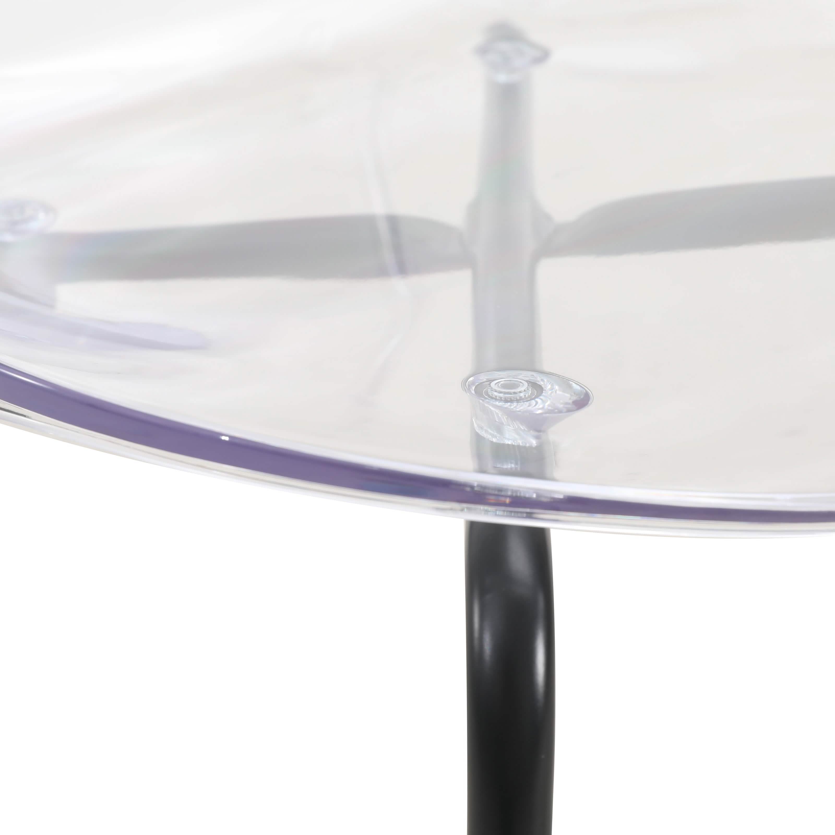 LeisureMod 5 - Piece Dining Set Round Black MDF Dining Table and 4 Acrylic Dining Chairs with Chrome Legs