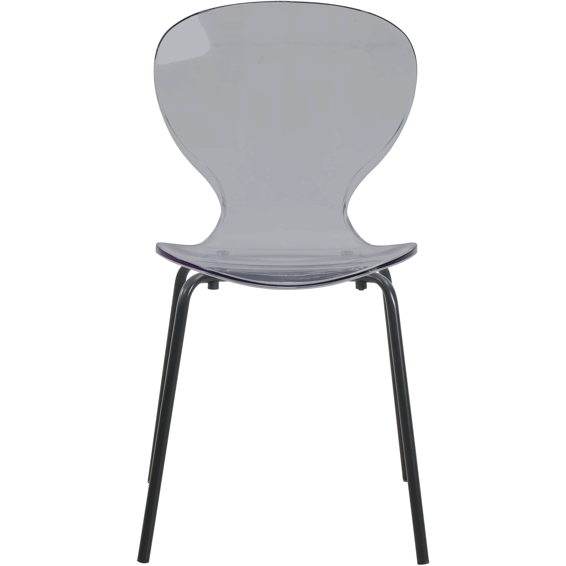 LeisureMod 5 - Piece Dining Set Round Black MDF Dining Table and 4 Acrylic Dining Chairs with Chrome Legs