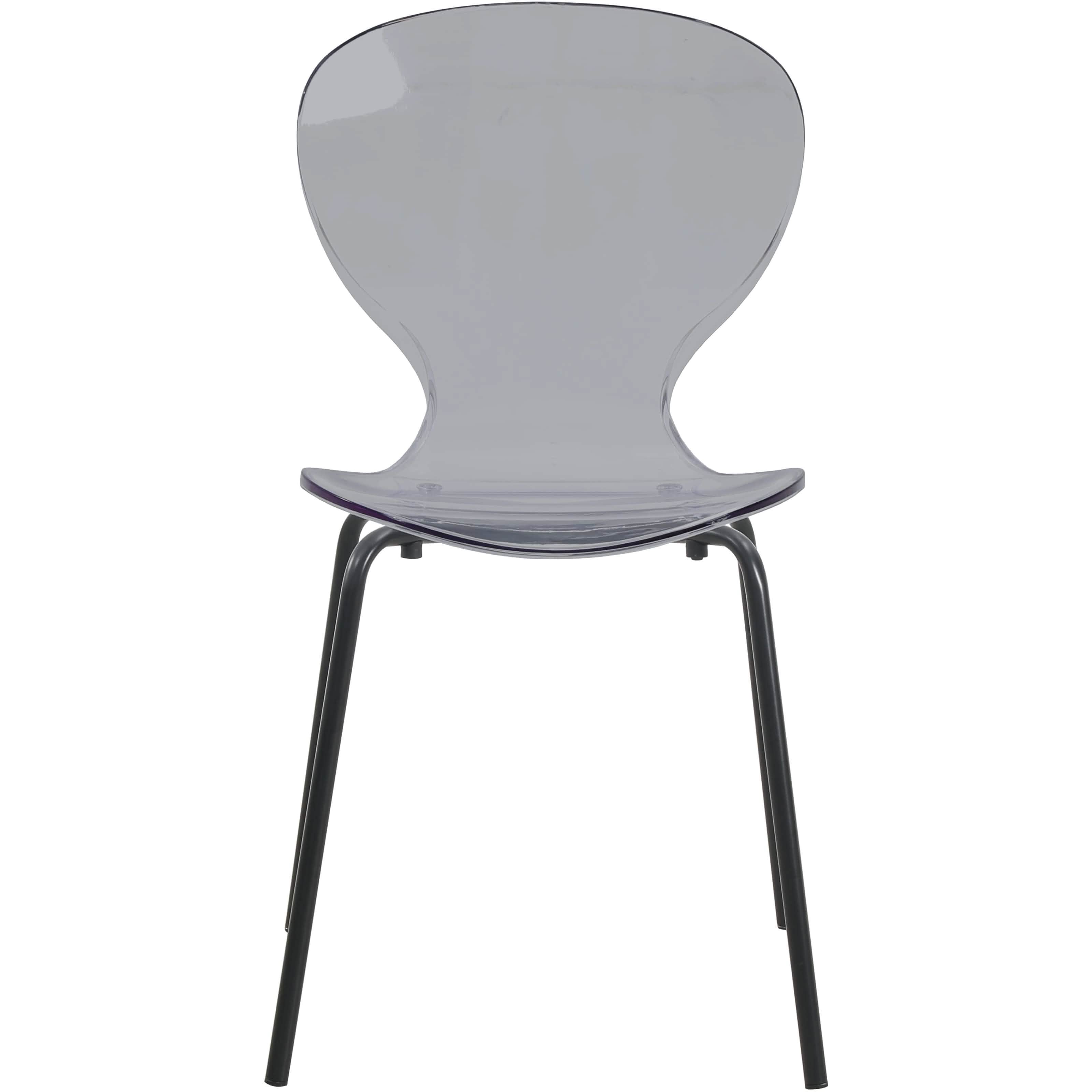 LeisureMod 5 - Piece Dining Set Round Black MDF Dining Table and 4 Acrylic Dining Chairs with Chrome Legs