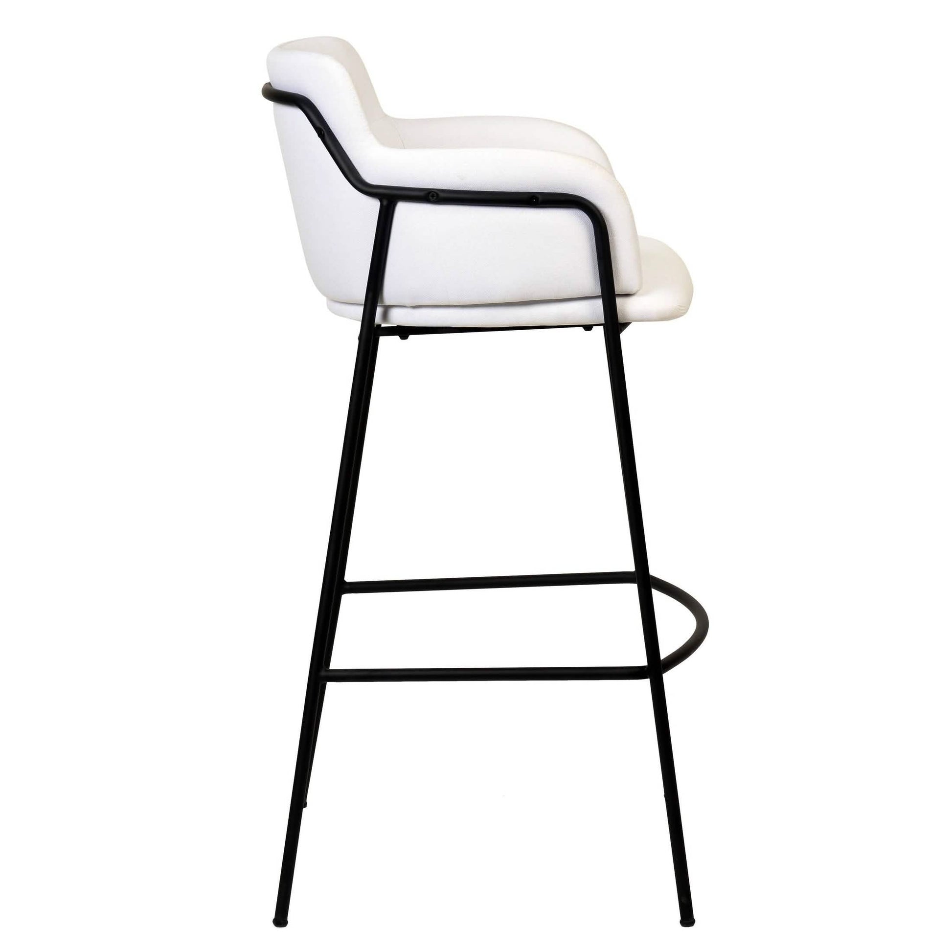 Axis 40" Bar Stool with Ergonomic Design, Powder-Coated Base, and Footrest in Black/Gold Velvet Black Black Bar Stools Leisuremod
