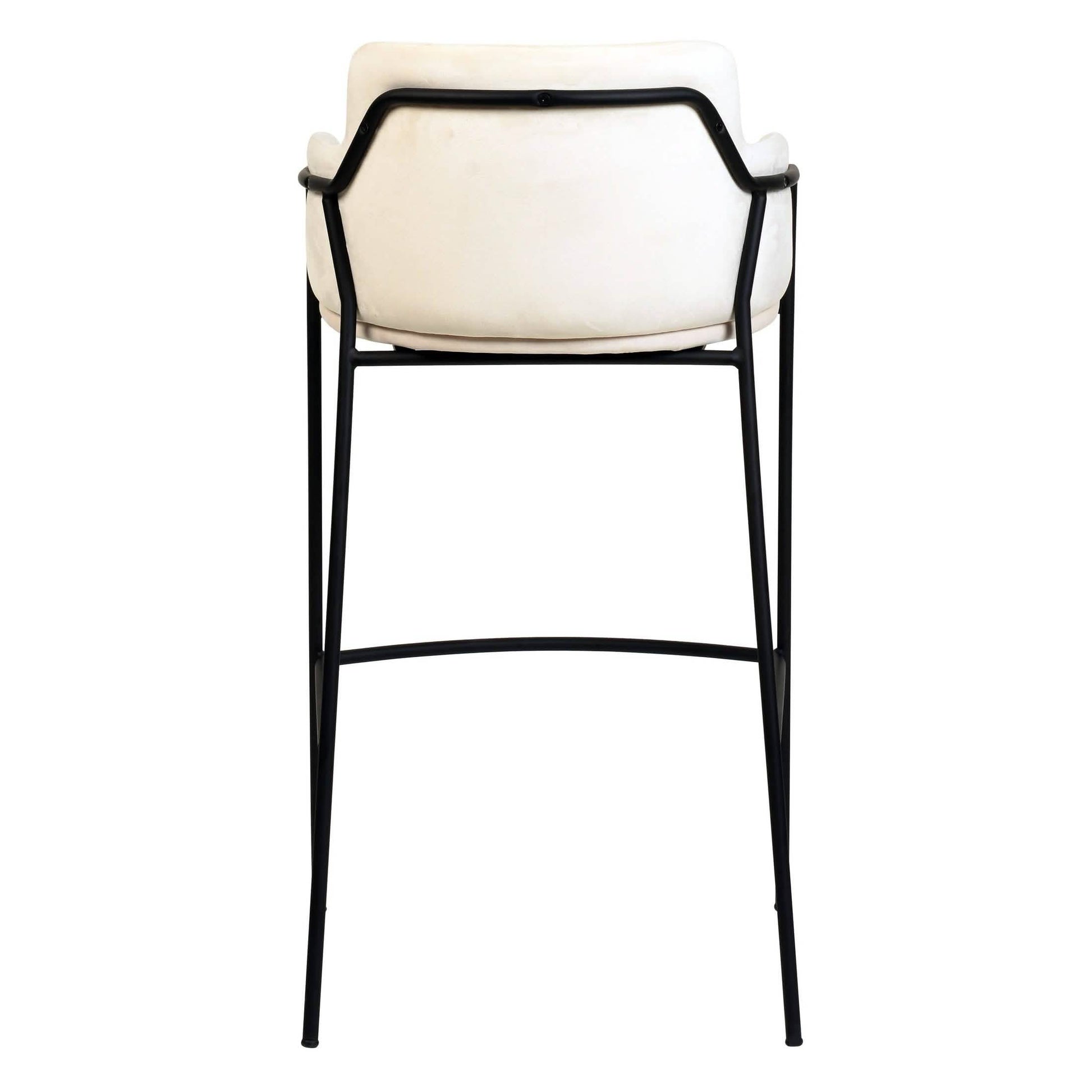 Axis 40" Bar Stool with Ergonomic Design, Powder-Coated Base, and Footrest in Black/Gold Velvet Gold Beige Bar Stools Leisuremod