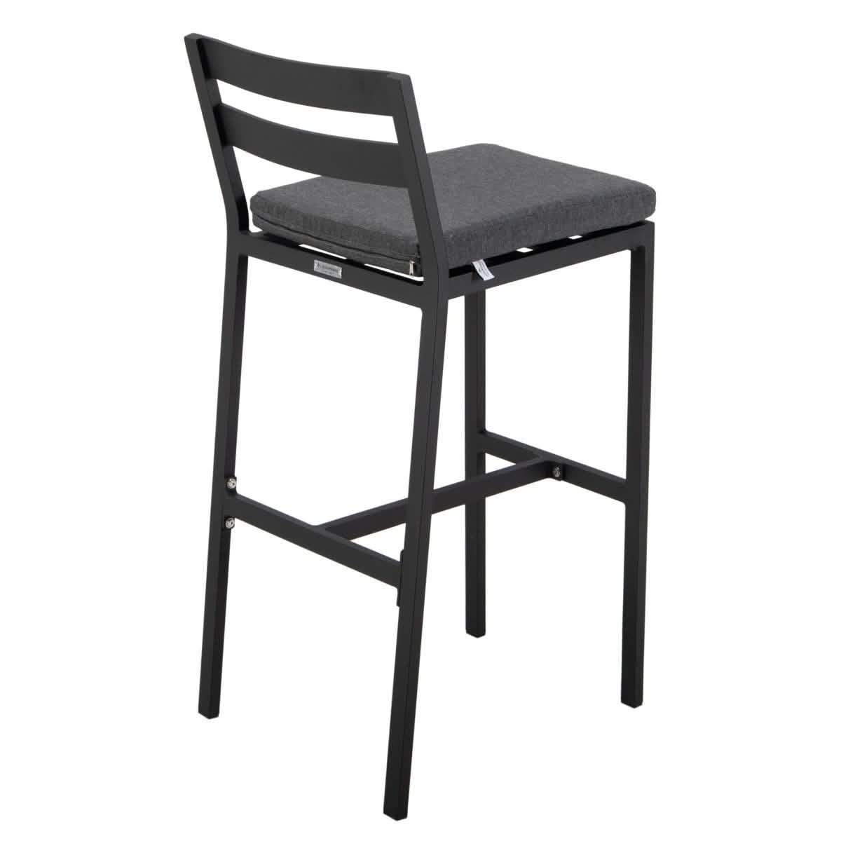 Chelsea Modern Patio Bar Chair in Powder-Coated Aluminum with Removable Cushion Charcoal Bar Stools Leisuremod