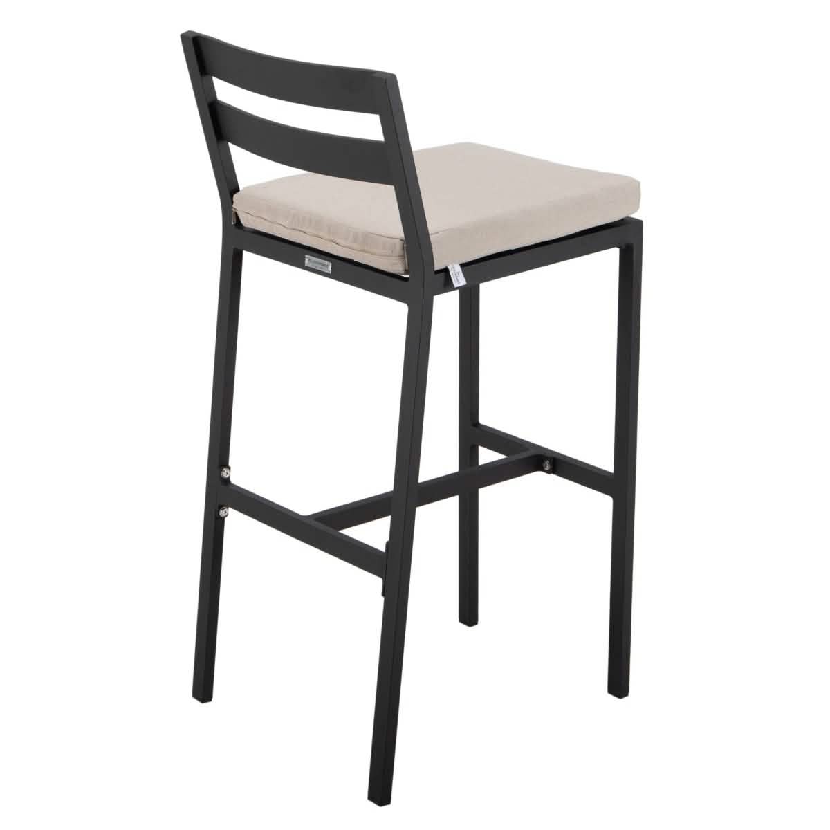 Chelsea Modern Patio Bar Chair in Powder-Coated Aluminum with Removable Cushion Beige Bar Stools Leisuremod