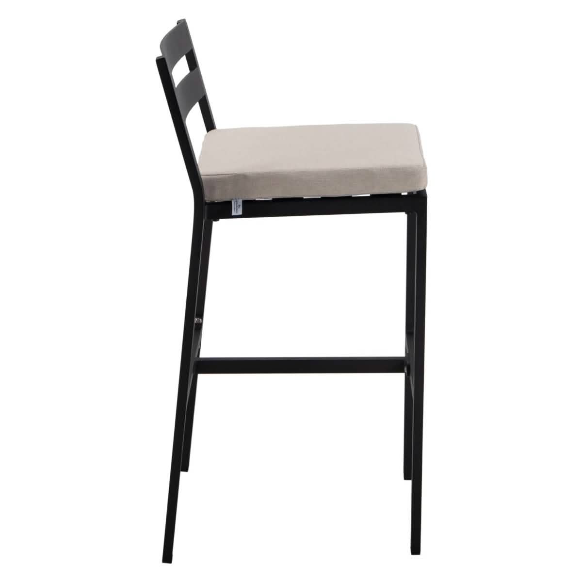 Chelsea Modern Patio Bar Chair in Powder-Coated Aluminum with Removable Cushion Beige Bar Stools Leisuremod