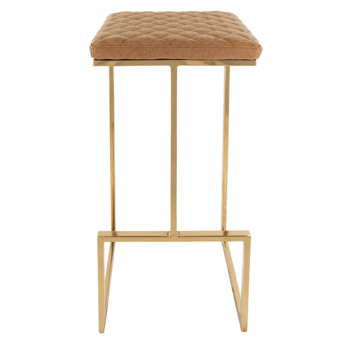 Quincy Quilted Stitched Leather Bar Stools With Gold/Black Metal Frame Gold Peacock Blue Bar Stools Leisuremod