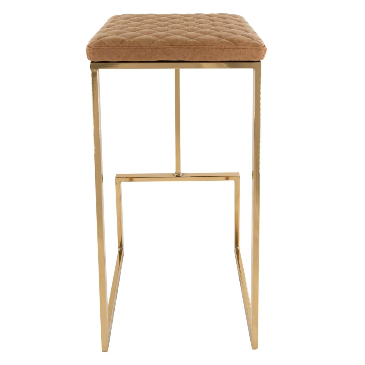 Quincy Quilted Stitched Leather Bar Stools With Gold/Black Metal Frame Gold Peacock Blue Bar Stools Leisuremod