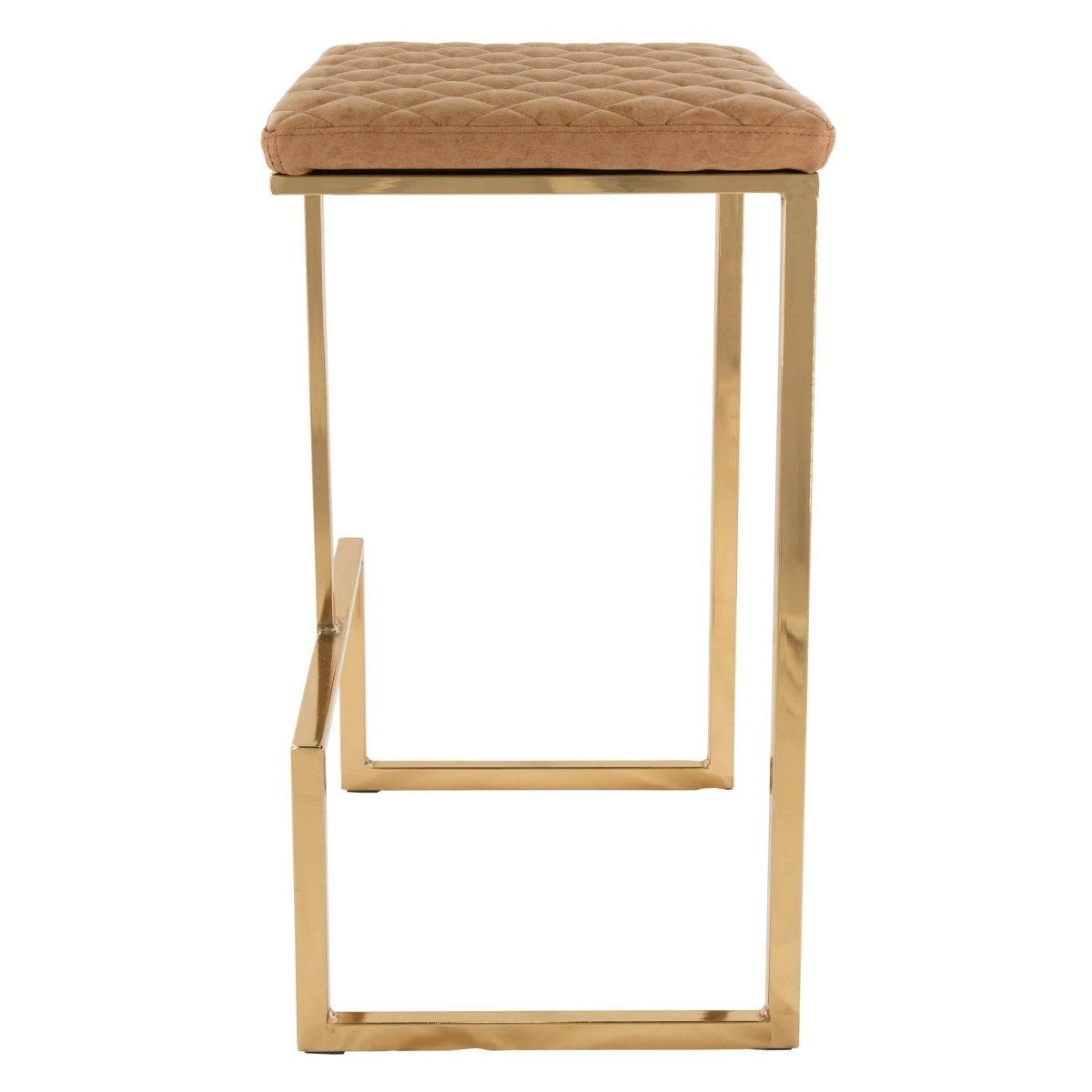 Quincy Quilted Stitched Leather Bar Stools With Gold/Black Metal Frame Gold Peacock Blue Bar Stools Leisuremod
