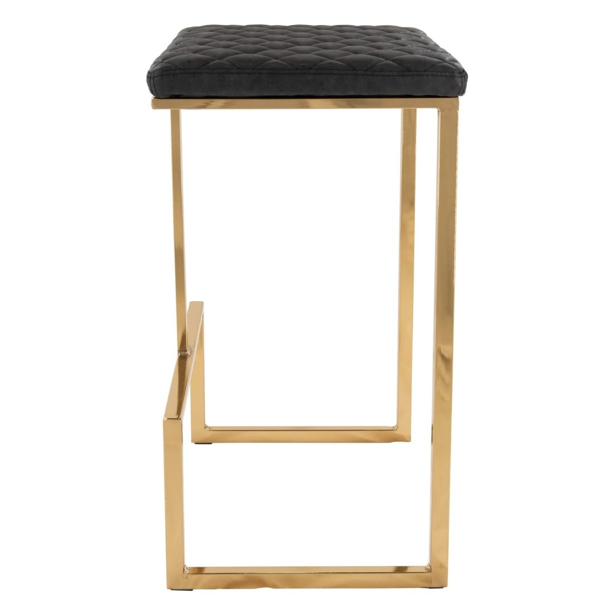Quincy Quilted Stitched Leather Bar Stools With Gold/Black Metal Frame Gold Peacock Blue Bar Stools Leisuremod